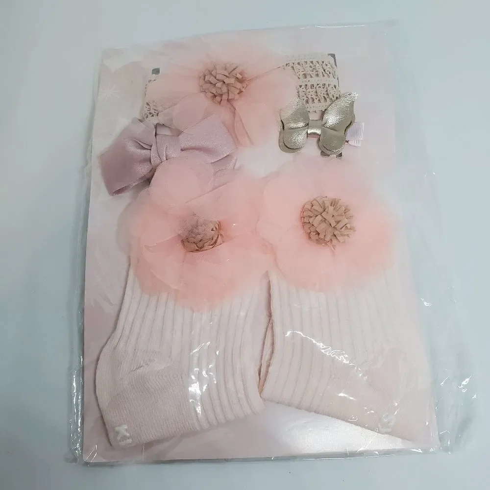 NIB Chicbaby Pink Flower Hair Accessories & Socks